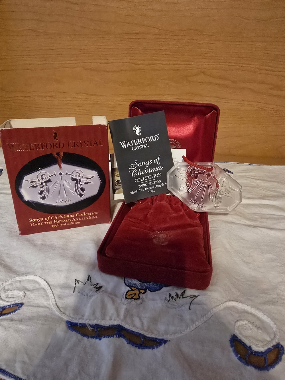 Waterford Crystal Clear Angel Ornament with Red Presentation Case